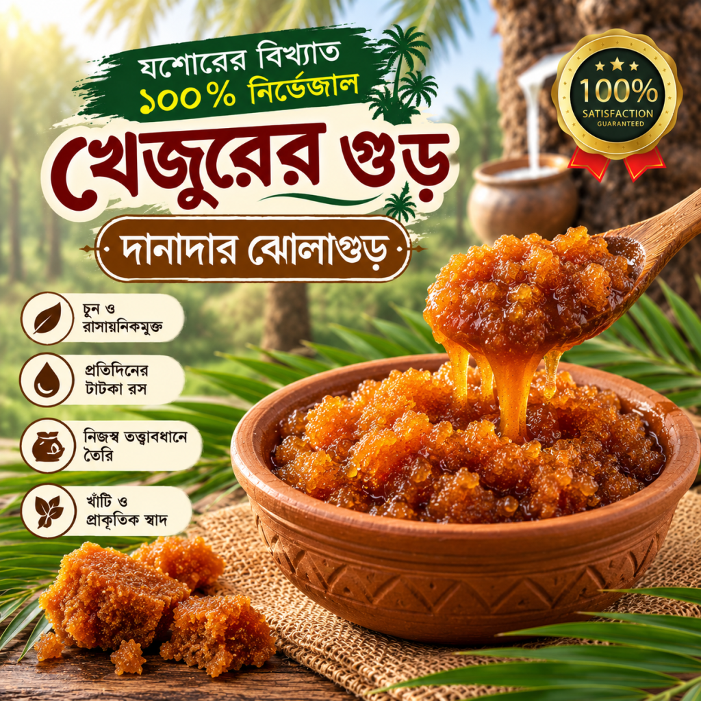 নির্ভেজাল খেজুরের গুড় – দানাদার ঝোলাগুড়