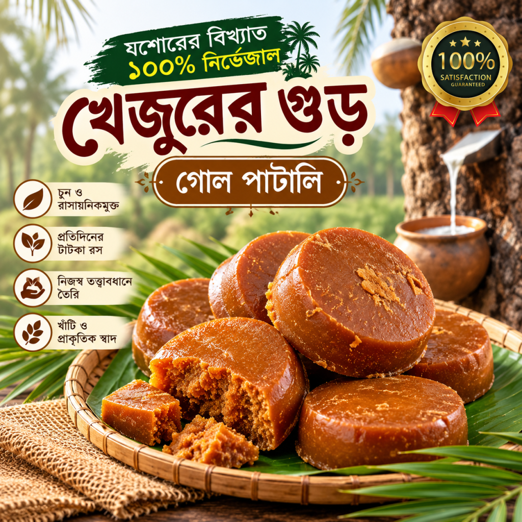 নির্ভেজাল খেজুরের গুড় – গোল পাটালি